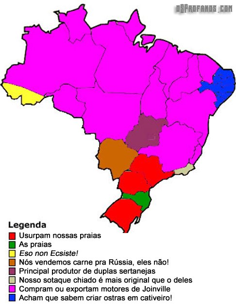 Mapa segundo os catarinense