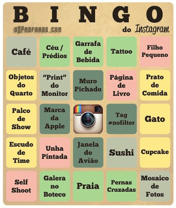 bingo do instagram
