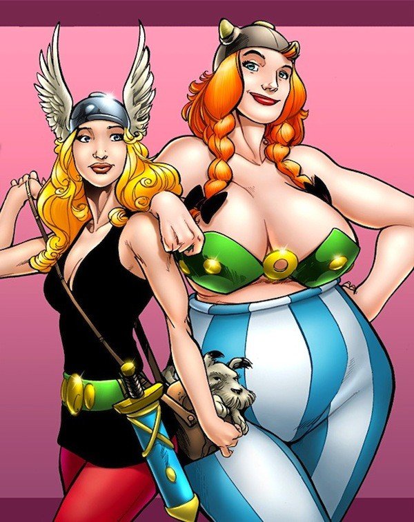 Versão feminina de personagens - female asterix e obelix