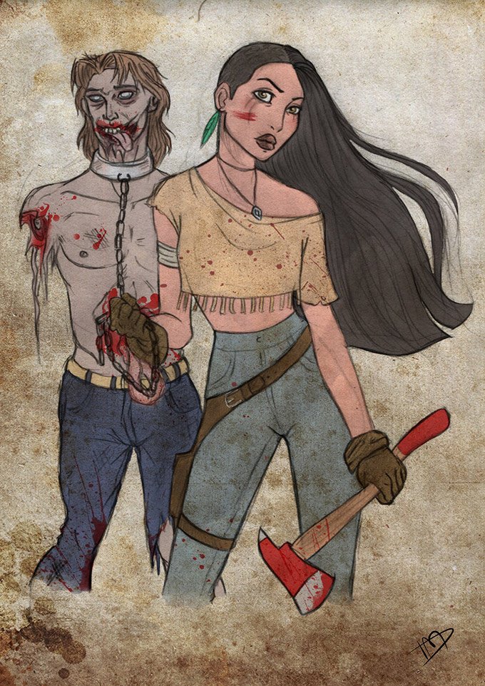 Disney-characters-as-zombie-hunters-1