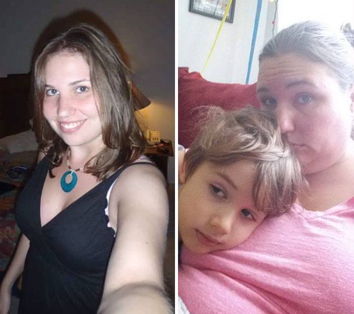 Pais mostram fotos de antes e depois de terem filhos 1