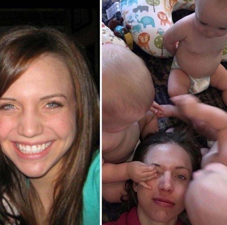 Pais mostram fotos de antes e depois de terem filhos 16