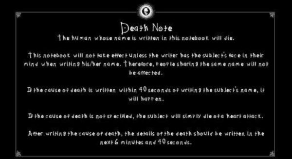 Death note Instruções