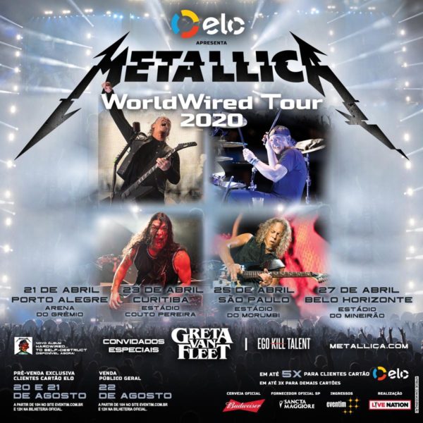Shows de Metallica no Brasil banda volta ao país em 2020