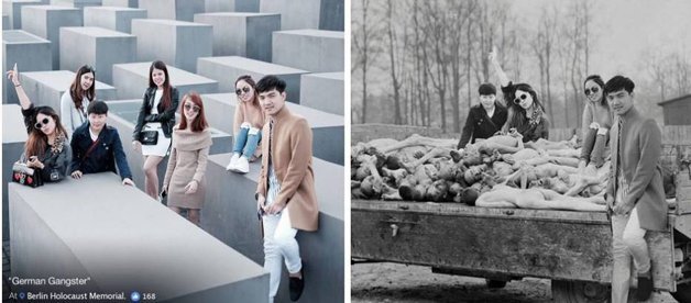 Judeu cria fotos do holocausto com imagens de turistas que nao respeitaram a historia 9