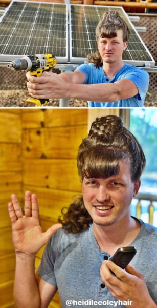 Sem poder trabalhar, Heidi Oley produz um penteado diferente por dia em seu namorado
