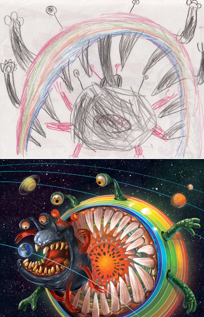 Em projeto Monster Project artistas recriam desenhos feitos por criancas 13