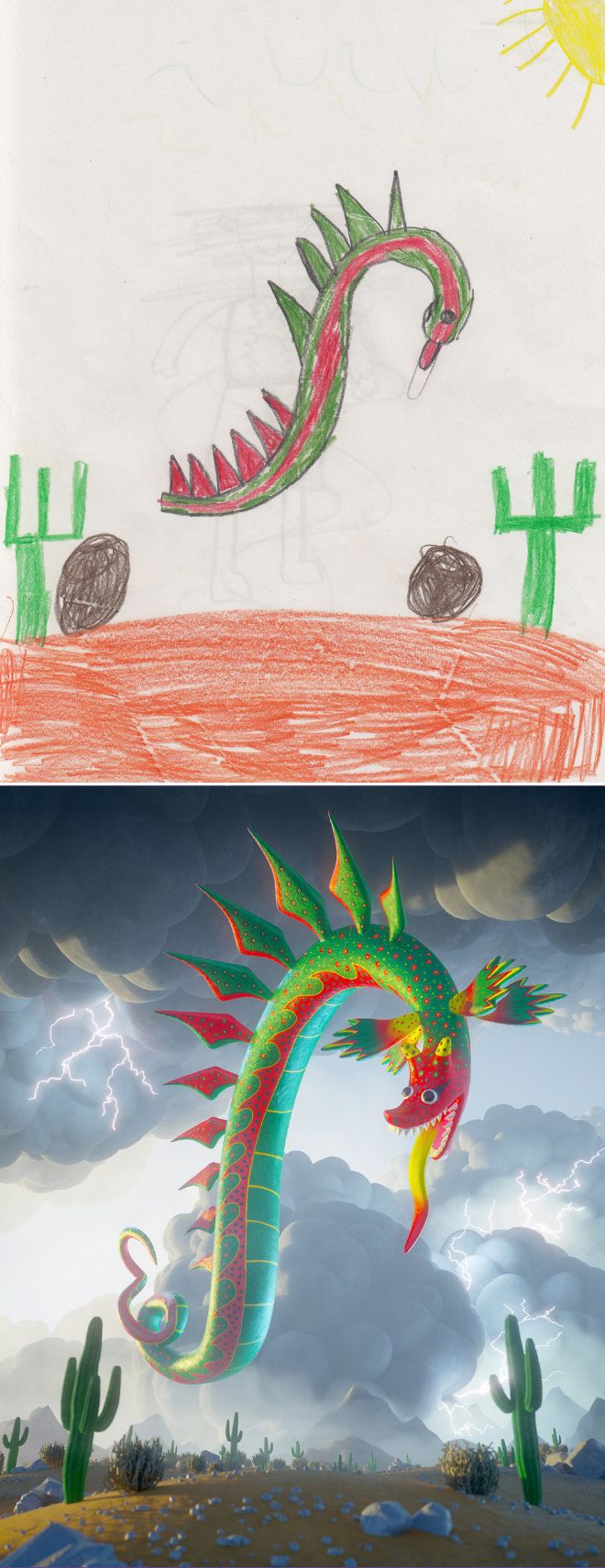 Em projeto Monster Project artistas recriam desenhos feitos por criancas 16