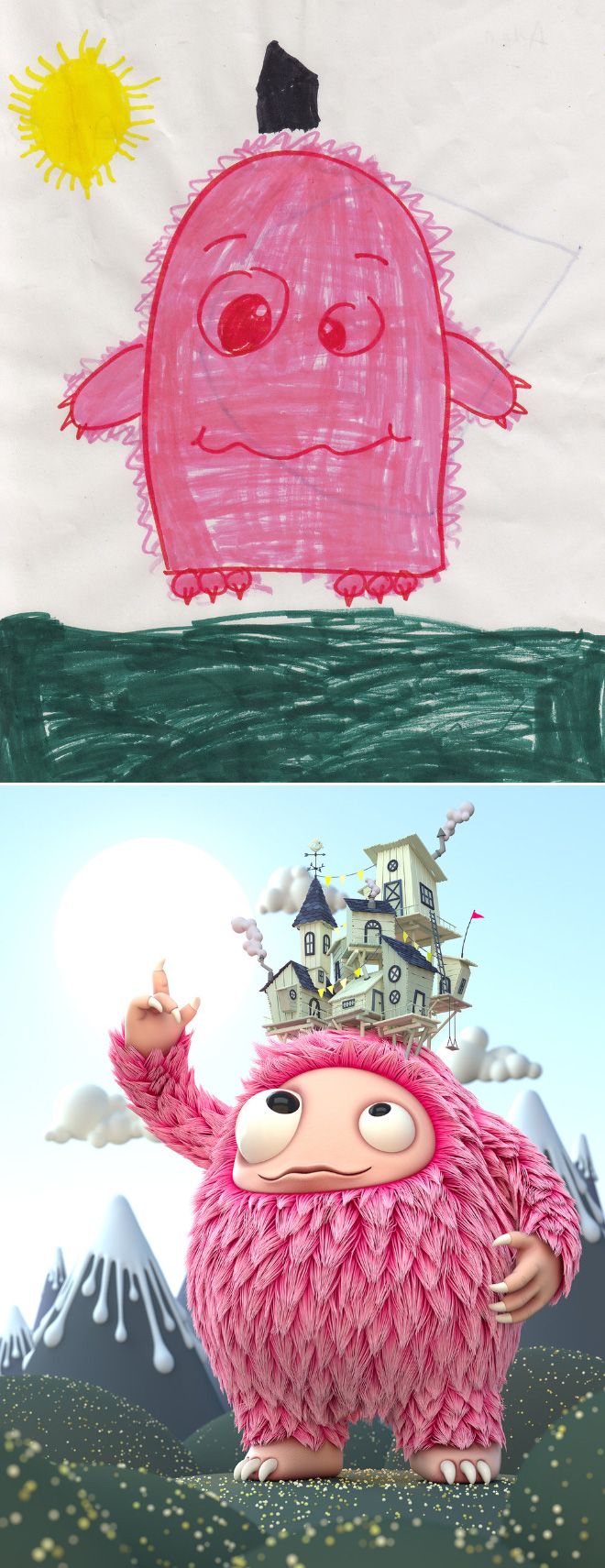 Em projeto Monster Project artistas recriam desenhos feitos por criancas 2