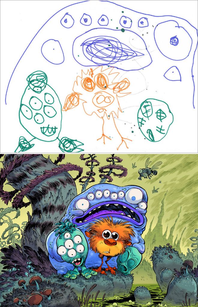 Em projeto Monster Project artistas recriam desenhos feitos por criancas 3