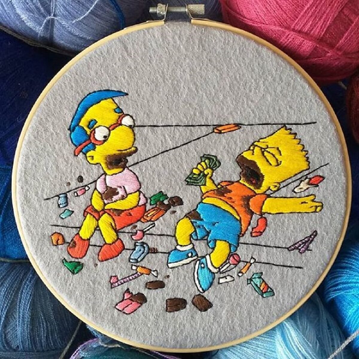 Artista Gabriela Martinez cria bordados de cenas de Os Simpsons 6