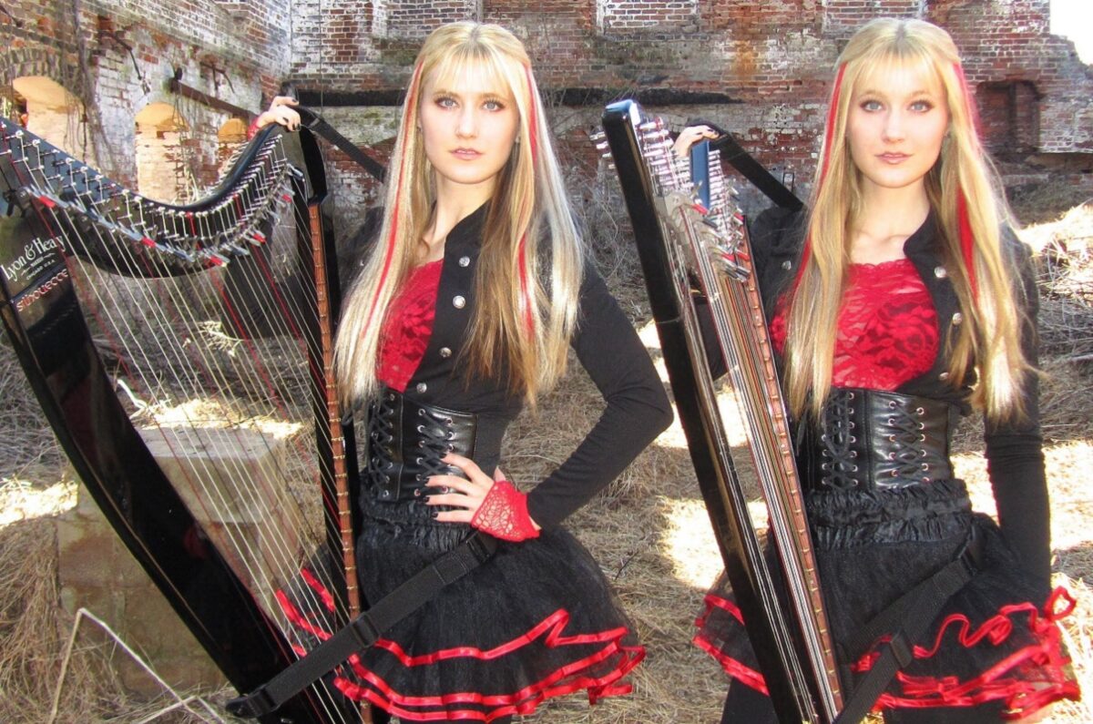 Harp Twins irmas gemeas fazem versoes de classicos do rock com harpas 1