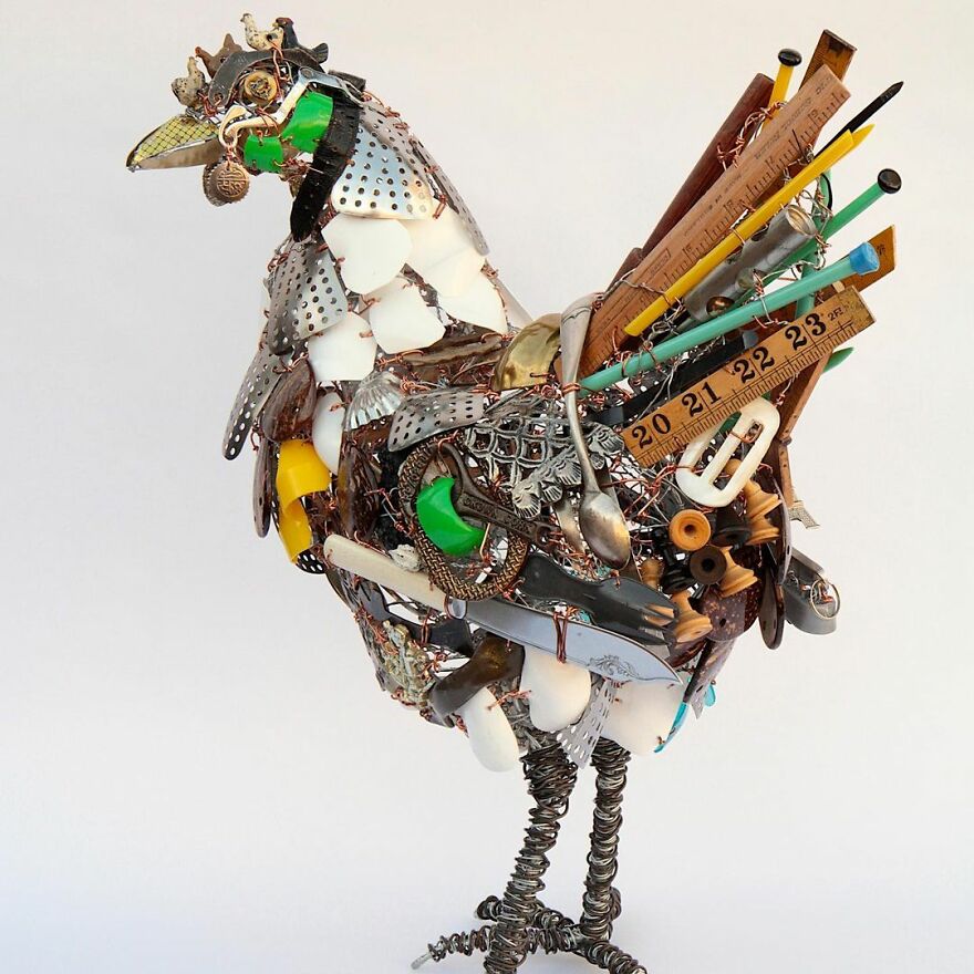 Barbara Franc artista reutiliza materiais e cria esculturas realistas de animais 8
