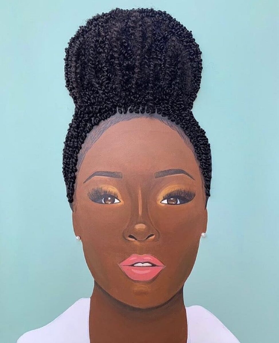 Tyler Clark pinta quadros de mulheres negras com cabelo de verdade e chama a atencao com seu trabalho 3