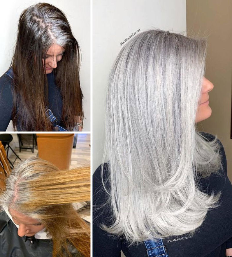 Jack Martin cabeleireiro convence clientes a assumirem a beleza dos cabelos brancos 18